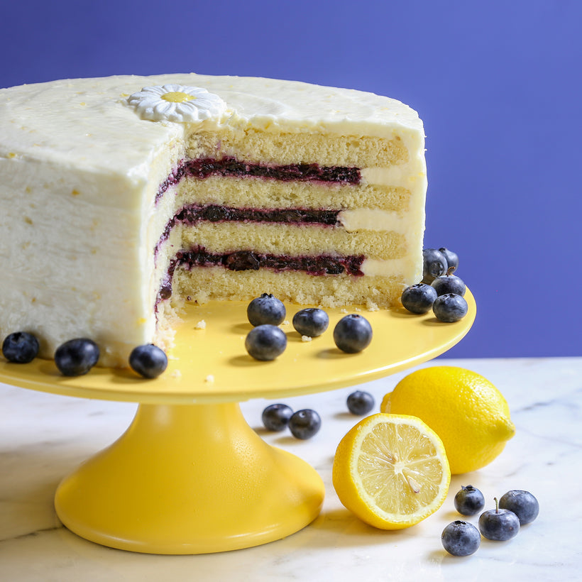 Champagne Lemon Blueberry Cake with Cream Cheese Frosting